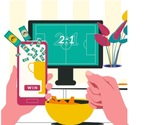 Fan placing a live sports bet on a smartphone while watching a game on TV
